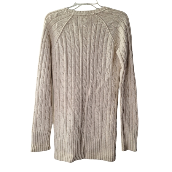 Between Me & You Cream Lambswool Rabbit Hair‎ Blend Cable Knit Sweater Sz Large - Picture 2 of 9